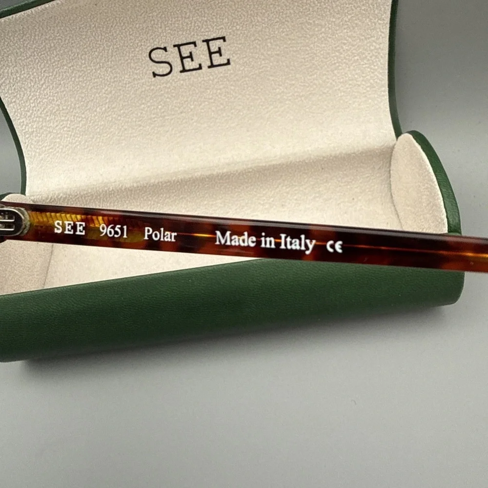 SEE 9651 Authentic Polarized Square Sunglasses Red Tortoiseshell 54-21 145 &Case
